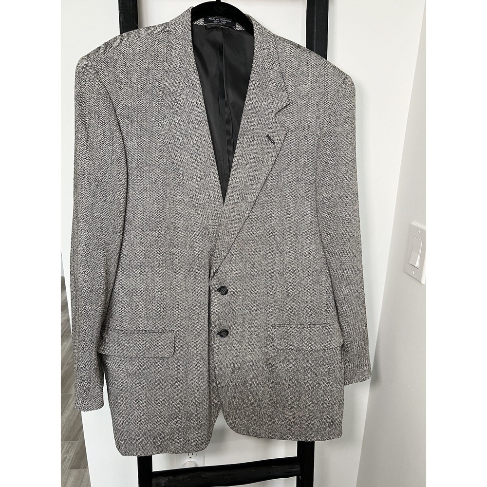 VINTAGE BLACK & WHITE BERT PULITZER 100% SILK SPORT COAT 44L blazer suit jacket - Picture 5 of 13